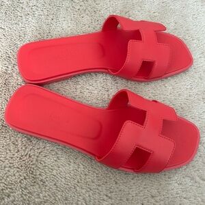 NEW! Hermes Pink Oran Sandals 37